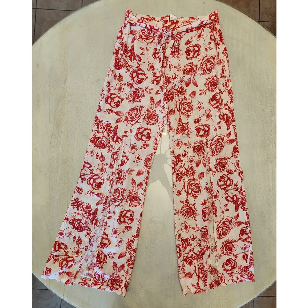 Dizzy Gal Rayon Dress Pants with Slits Women's SZ Medium Romantic Roses - Picture 4 of 9